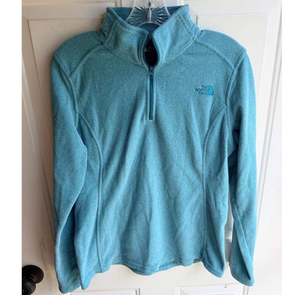 The North Face Women's Teal Fleece 1/4 Zip Pullover Polartec Base Layer M